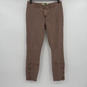 By Anthropologie Pants Women 26 Petite Beige Skinny Cropped Lyocell Boho Hippie